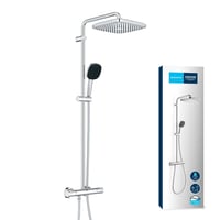 Set de duș cu economisire de apă GROHE Vitalio 250 26696001, 8 l/min, cu termostat, duș fix, sistem anticalcar, crom 1