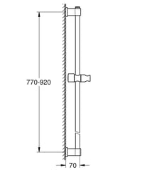 Bară de duș GROHE Vitalio 26961001, 90 cm, crom, montaj fără găurire, element superior reglabil, cu glisor și piesă de îmbinare, șuruburi și dibluri incluse 4