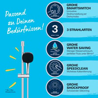 Sprchová súprava GROHE Vitalio Comfort 110 s 3-prúdovou ručnou sprchou, sprchová tyč 90 cm, hadica 1,75 m, úspora vody, možnosť lepenia alebo vŕtania, chróm, 26932001 5