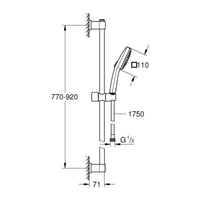 Sprchová súprava GROHE Vitalio Comfort 110 s 3-prúdovou ručnou sprchou, sprchová tyč 90 cm, hadica 1,75 m, úspora vody, možnosť lepenia alebo vŕtania, chróm, 26932001 6