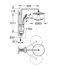GROHE Vitalio Joy 260 zuhanyszett 27357002 meglévő csaptelephez, 3 sugárirány, vízmegtakarító 8 l/perc, króm 8