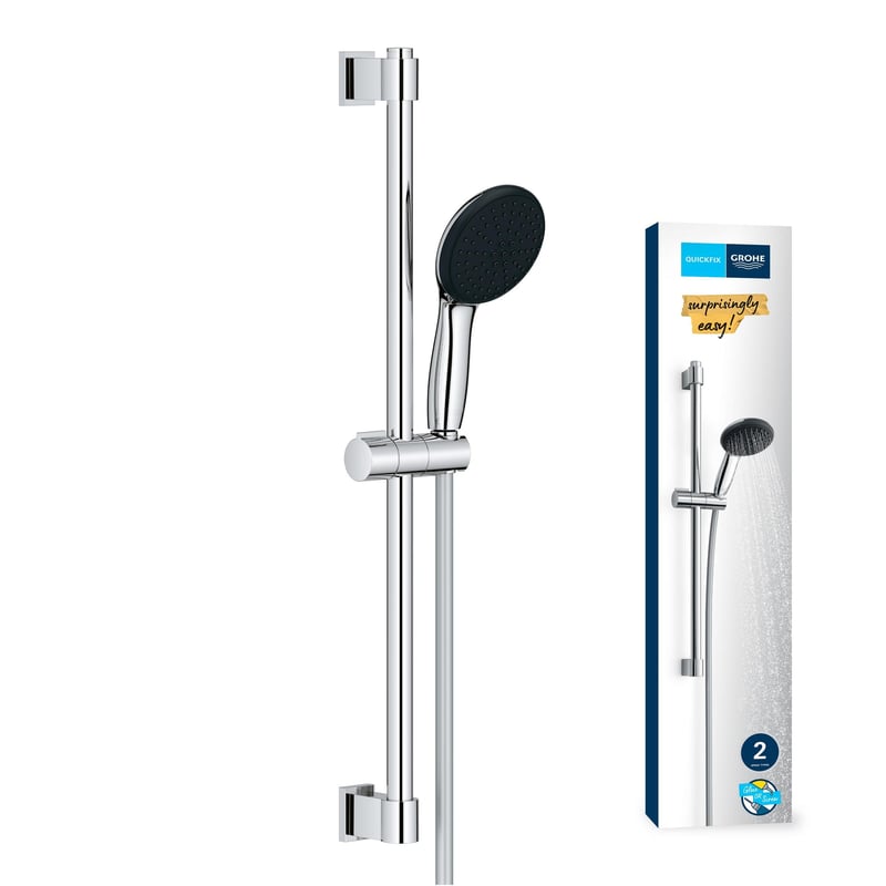 Sprchová súprava GROHE Vitalio Start 110 – ručná sprcha s 2 funkciami, 60 cm sprchová tyč, 1,75 m hadica, možnosť lepenia alebo skrutkovania, chróm, 26951001