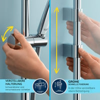 Sprchová súprava GROHE Vitalio Start 110 – ručná sprcha s 2 funkciami, 60 cm sprchová tyč, 1,75 m hadica, možnosť lepenia alebo skrutkovania, chróm, 26951001 9