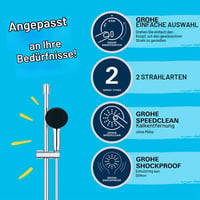 Sprchová súprava GROHE Vitalio Start 110 – ručná sprcha s 2 funkciami, 60 cm sprchová tyč, 1,75 m hadica, možnosť lepenia alebo skrutkovania, chróm, 26951001 7