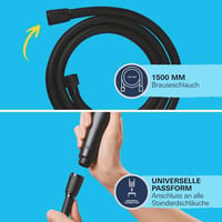 Furtun de duș GROHE Vitalioflex Trend 1,50 m - flexibil, anti-îndoire, negru, fără garnitură de etanșare, conexiune universală 4