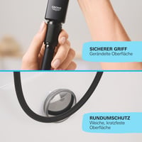 Furtun de duș GROHE Vitalioflex Trend 1,50 m - flexibil, anti-îndoire, negru, fără garnitură de etanșare, conexiune universală 6
