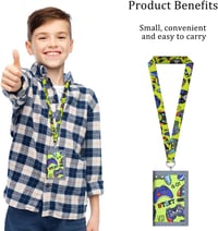 GROVBLE Gyerek Nyakpénztárca Sárga-Zöld Gamer Mintás Fiú Pénztárca 4