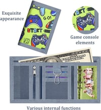 GROVBLE Gyerek Nyakpénztárca Sárga-Zöld Gamer Mintás Fiú Pénztárca 3