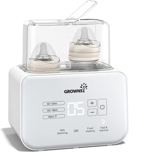 Încălzitor și sterilizator rapid de biberoane 8 în 1 GROWNSY cu afișaj LCD, control al temperaturii și funcție de decongelare, verde