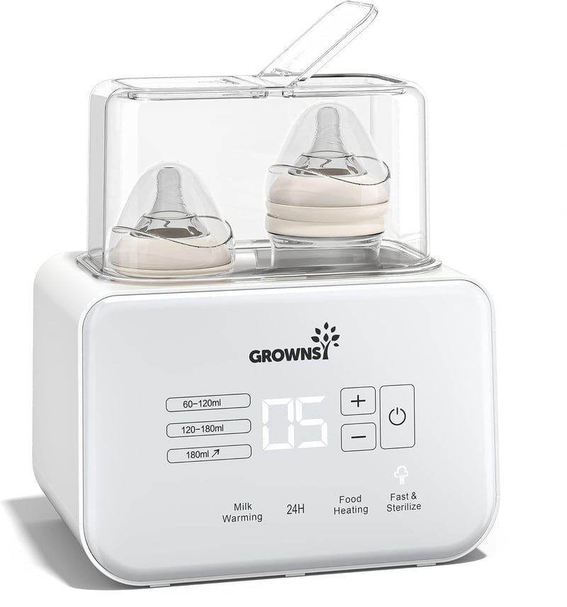 Încălzitor și sterilizator rapid de biberoane 8 în 1 GROWNSY cu afișaj LCD, control al temperaturii și funcție de decongelare, verde