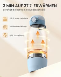 GROWNSY Hordozható Cumisüveg Melegítő Anyatej és Tápszer Számára, 10000 mAh Akkumulátor, Gyors Felmelegítés, 600ml Dupla Kapacitás 2