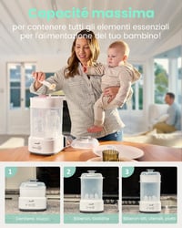 Sterilizator electric compact cu aburi GROWNSY cu funcție de uscare pentru biberoane, suzete și piese de pompă de sân 4