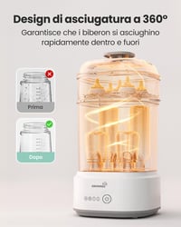 Sterilizator electric compact cu aburi GROWNSY cu funcție de uscare pentru biberoane, suzete și piese de pompă de sân 3