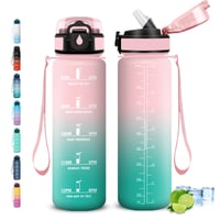 Športová fľaša na vodu Grsta 1 liter so slamkou, časovou značkou, motivačným nápisom, nepriepustná, vhodná na fitness, cyklistiku, turistiku, do školy, kempovanie 1