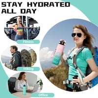 Športová fľaša na vodu Grsta 1 liter so slamkou, časovou značkou, motivačným nápisom, nepriepustná, vhodná na fitness, cyklistiku, turistiku, do školy, kempovanie 7