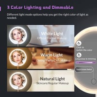 GRSTREE LED Világítású Sminktükör Érintéses Fényerő Szabályozással Rózsaszín Hordozható Asztali Kozmetikai Tükör USB Töltős 3