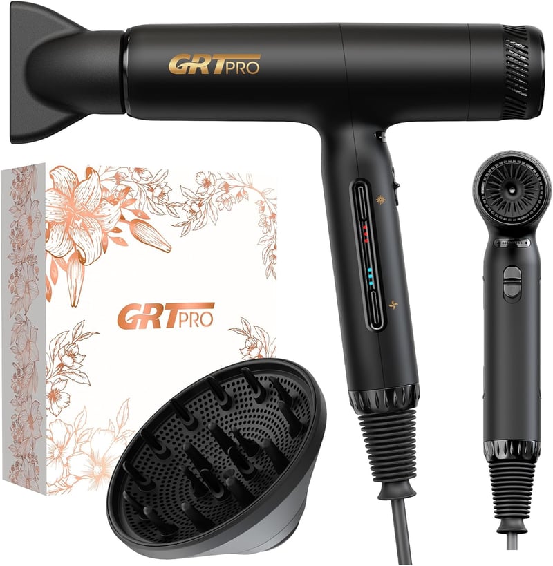 GRT PRO 2200W Ionos Hajszárító 110000 RPM, Diffúzorral, 3 Sebesség, 4 Hőfok