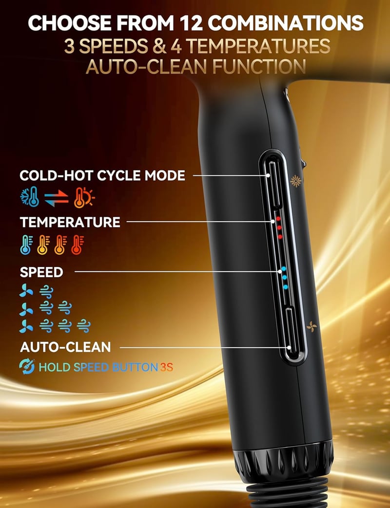 GRT PRO 2200W Ionos Hajszárító 110000 RPM, Diffúzorral, 3 Sebesség, 4 Hőfok