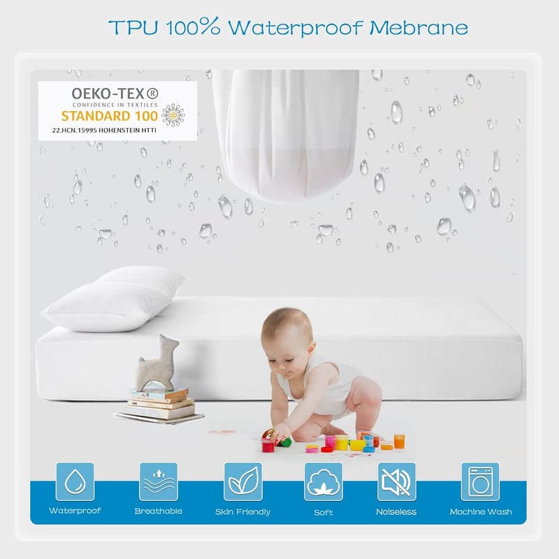 GRT Vízhatlan Matracvédő 90x200 cm, 30 cm Vastag Matrachoz, Nedvességgátló Huzat