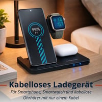 Bezdrôtová nabíjacia stanica Grundig 3 v 1 pre iPhone, Samsung, inteligentné hodinky a slúchadlá – Rýchlonabíjačka Qi – Skladací dizajn 5