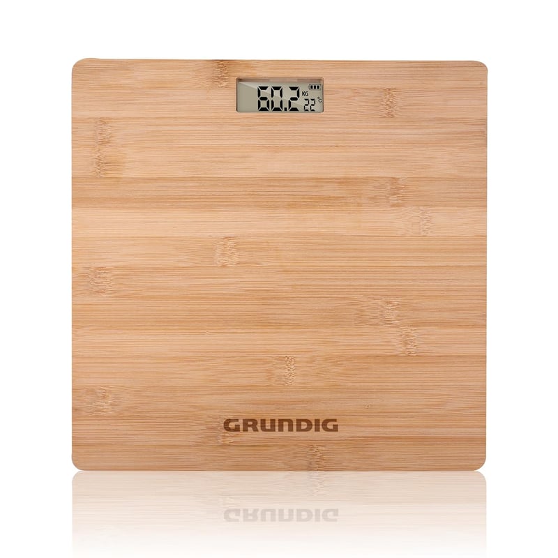 Grundig Bambusz Digitális Személymérleg LCD Kijelzővel 180 kg-ig