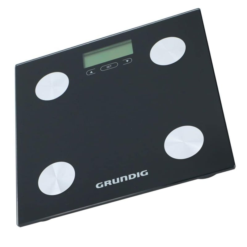 Grundig digitális személyi mérleg testanalízissel, 12 felhasználó memória, 180 kg, fekete