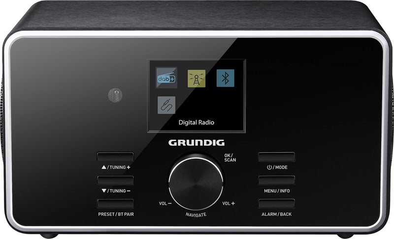 Radio digital Grundig DTR 4500 DAB+ – FM, RDS, Bluetooth, afișaj color TFT, alarmă, telecomandă, negru