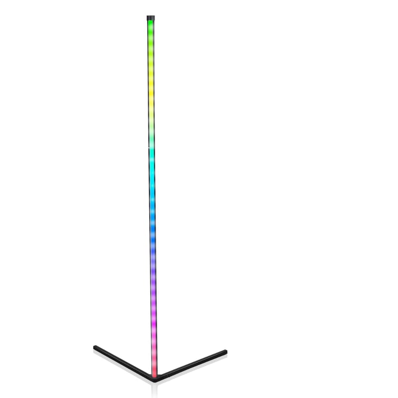 Rohová LED stojacia lampa Grundig – s hudobným režimom a diaľkovým ovládaním – 140 cm – viacfarebná RGB