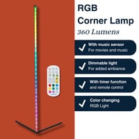 Rohová LED stojacia lampa Grundig – s hudobným režimom a diaľkovým ovládaním – 140 cm – viacfarebná RGB 3