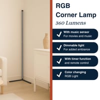 Rohová LED stojacia lampa Grundig – s hudobným režimom a diaľkovým ovládaním – 140 cm – viacfarebná RGB 5