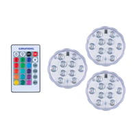 Grundig set bežičnih LED reflektora 3 kom - RGB promjena boja s daljinskim upravljačem - IP65 vodootporna svjetiljka na baterije - 7x7x2,8 cm 1
