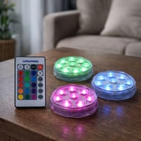 Grundig set bežičnih LED reflektora 3 kom - RGB promjena boja s daljinskim upravljačem - IP65 vodootporna svjetiljka na baterije - 7x7x2,8 cm 8