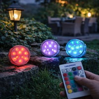 Grundig set bežičnih LED reflektora 3 kom - RGB promjena boja s daljinskim upravljačem - IP65 vodootporna svjetiljka na baterije - 7x7x2,8 cm 7