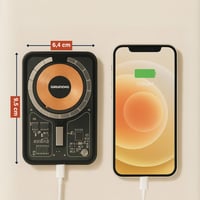 Bezdrôtová powerbanka Grundig 5000 mAh, priehľadná, USB-C, kompatibilná s MagSafe pre iPhone 12 a novšie modely — (stav: pozri 2. obrázok) 6