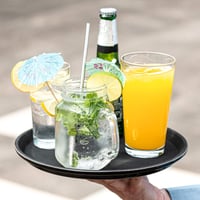 Tavă antiderapantă Grunwerg Tuffgrip Super Plastic, 40 x 30 cm, neagră, formă dreptunghiulară, tavă de servire pentru masă 4