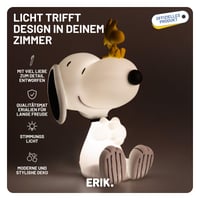 LED lampa Grupo Erik Peanuts Snoopy figúrka – náladové osvetlenie, stolová dekorácia, nočná lampa pre deti aj dospelých – žltá – oficiálna licencia 4