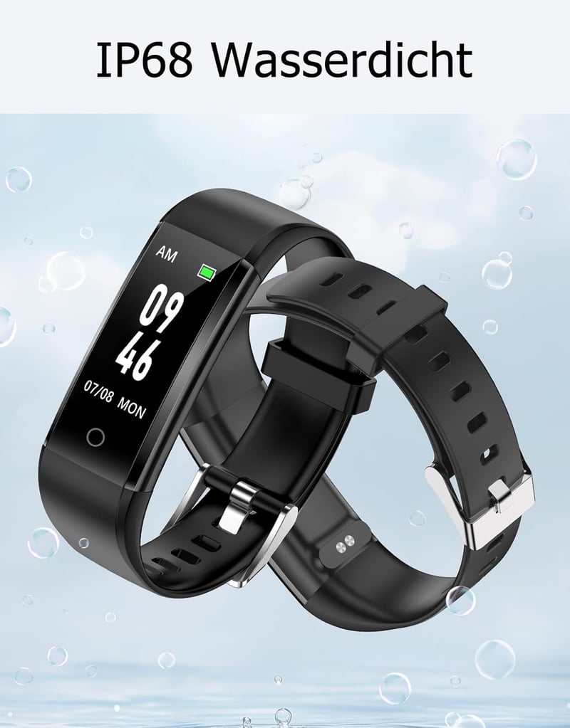 GRV Lépésszámláló Óra Vízálló Fitness Tracker Kalória Alvásmonitor Férfi Női - Black