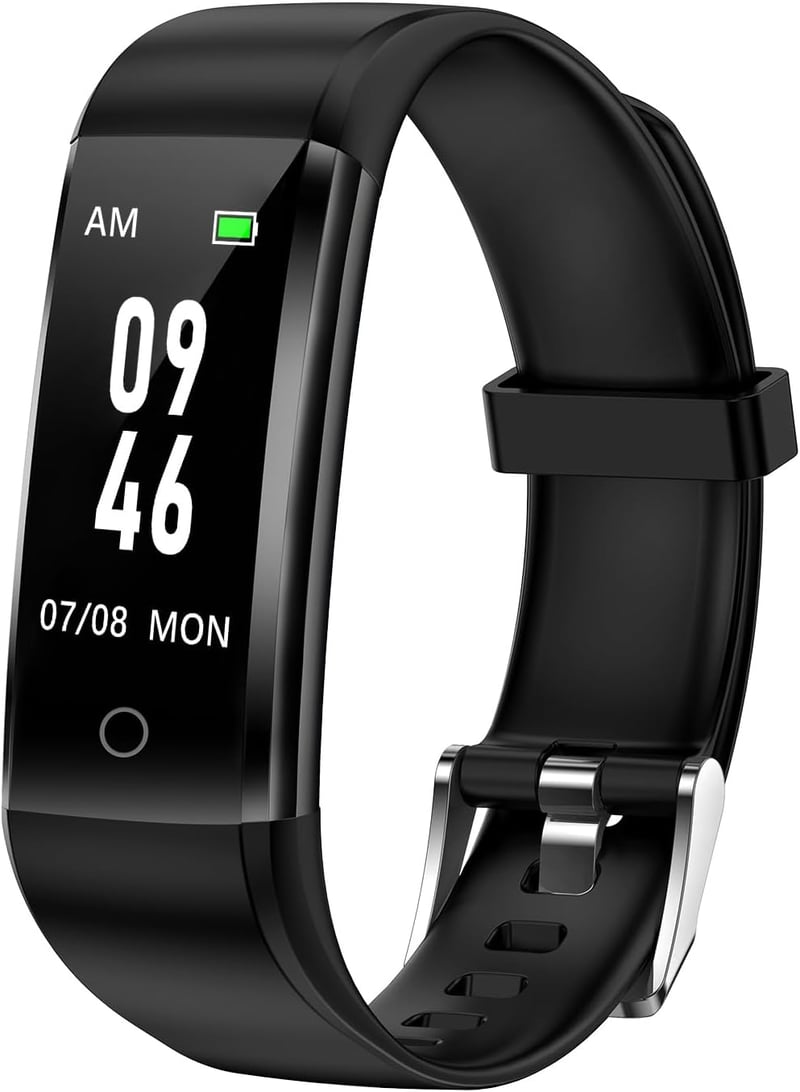 GRV Lépésszámláló Óra Vízálló Fitness Tracker Kalória Alvásmonitor Férfi Női - Black