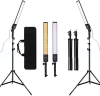 GSKAIWEN 2 db dimmelhető LED videólámpa készlet állvánnyal és hordtáskával, 376 LED, 3200-5500K, CRI 96 felett, kamera YouTube fotó 1