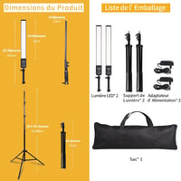 Set de iluminat studio LED reglabil GSKAIWEN 24W, 3200K-5500K, cu intensitate reglabilă, trepied și geantă de transport, pentru cameră video, portrete și transmisiuni live 6