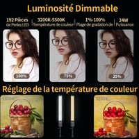 Set de iluminat studio LED reglabil GSKAIWEN 24W, 3200K-5500K, cu intensitate reglabilă, trepied și geantă de transport, pentru cameră video, portrete și transmisiuni live 3