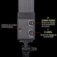 Set de iluminat studio LED reglabil GSKAIWEN 24W, 3200K-5500K, cu intensitate reglabilă, trepied și geantă de transport, pentru cameră video, portrete și transmisiuni live 4