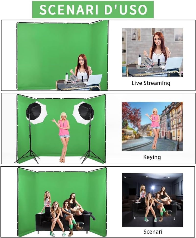 GSKAIWEN Zöld Háttér Állvánnyal Videó Fotózáshoz Streaming Stúdióhoz