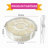 Gsrhzd Snackbox, Bol mare rotund pentru gustări cu 9 compartimente, cu capac, mâner și 4 furculițe, pentru depozitarea gustărilor, dulciurilor, nucilor, fructelor și condimentelor, ideal pentru petreceri și picnicuri 2