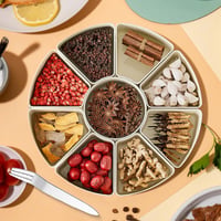 Gsrhzd Snackbox, Bol mare rotund pentru gustări cu 9 compartimente, cu capac, mâner și 4 furculițe, pentru depozitarea gustărilor, dulciurilor, nucilor, fructelor și condimentelor, ideal pentru petreceri și picnicuri 5