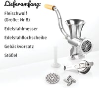 GSW 588423 Húsdaráló Alumínium 8-as Méret Tésztakészítő és Mozsár Készlet 6