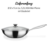 GSW Asia 868402 Wok panvica so sklenenou pokrievkou, priemer 32 cm, strieborná farba 7