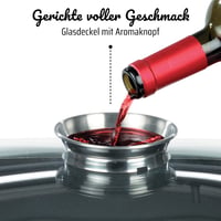 GSW Ceramica Viereckbräter hranatá pekáč z liateho hliníka v modrej farbe s aróma pokrievkou z varného skla, vhodný na indukciu a do rúry, 28x28x8,5 cm, 5 litrov 5
