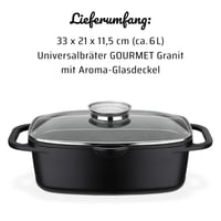 GSW Gourmet Granit univerzalna posuda za pečenje s poklopcem – 33x21 cm, 6 litara, prikladna za indukciju i pećnicu, lijevani aluminij, crna 7