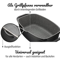 GSW Gourmet Granit univerzalna posuda za pečenje s poklopcem – 33x21 cm, 6 litara, prikladna za indukciju i pećnicu, lijevani aluminij, crna 4